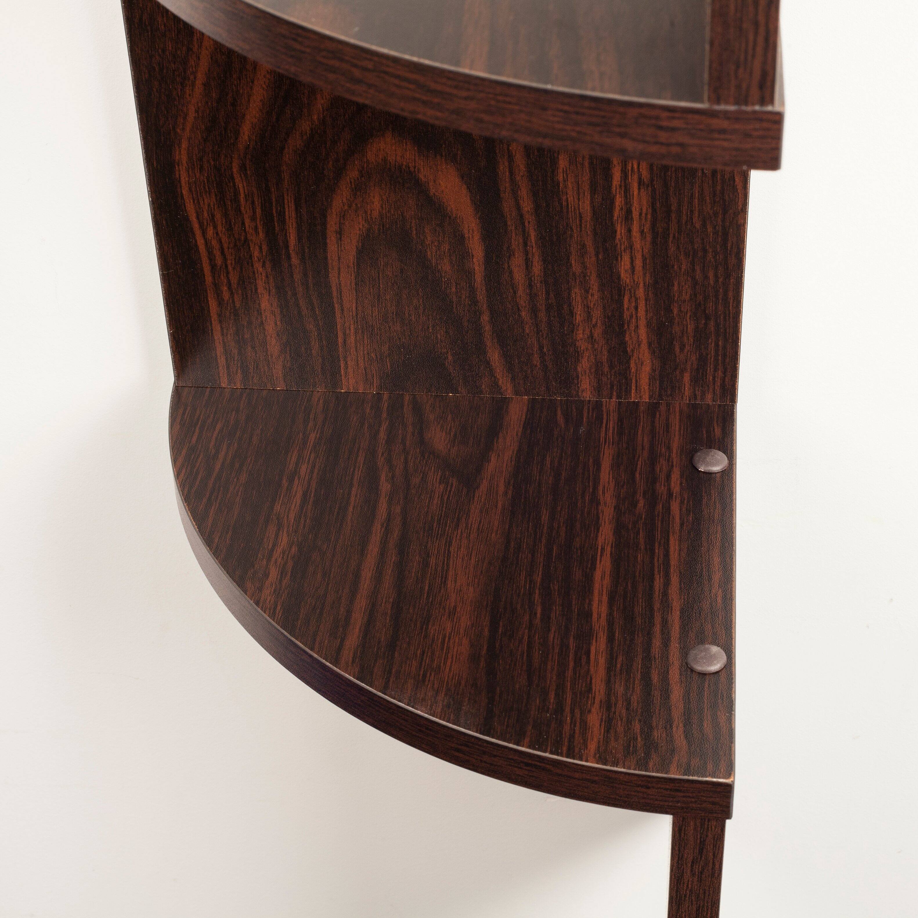 Back. Danya B - Five Tier Corner Wall Shelf - Walnut - Brown.