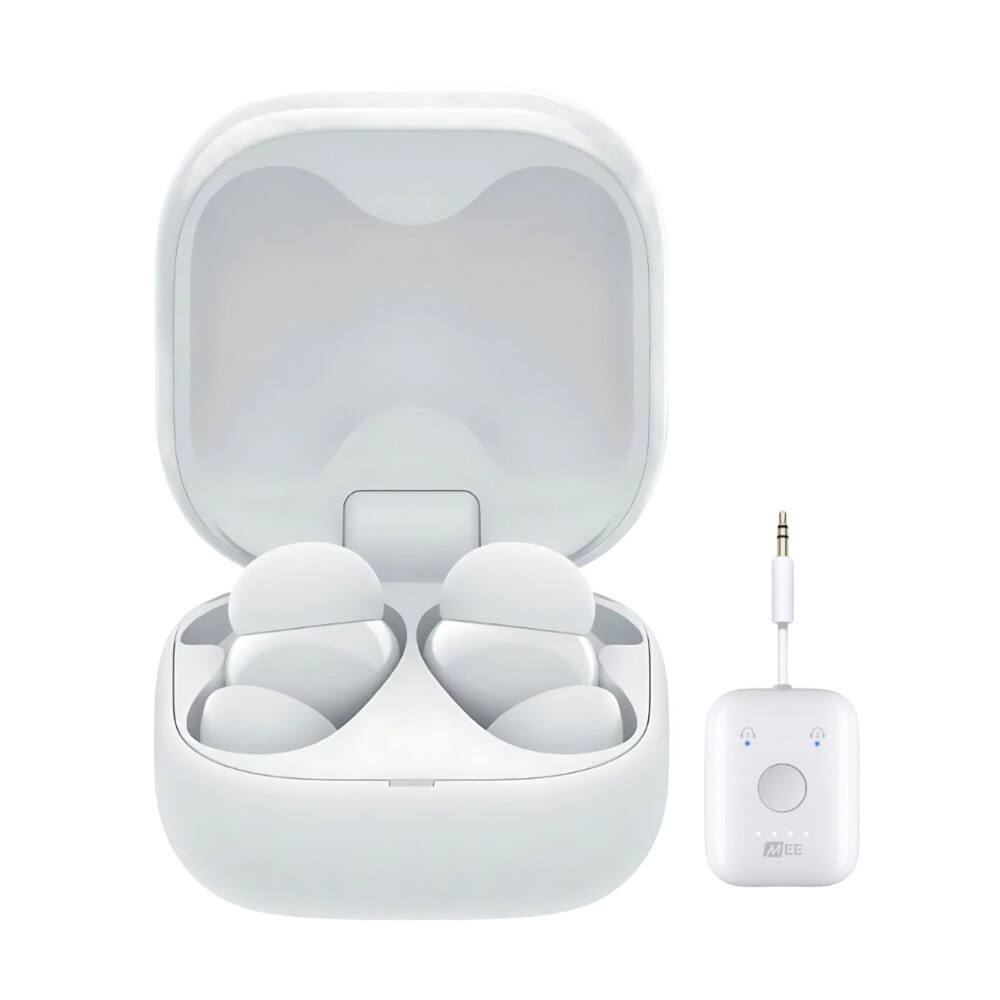 Front. Sony - Sony LinkBuds Fit True Wireless Noise Canceling Earbuds Bundle (White).