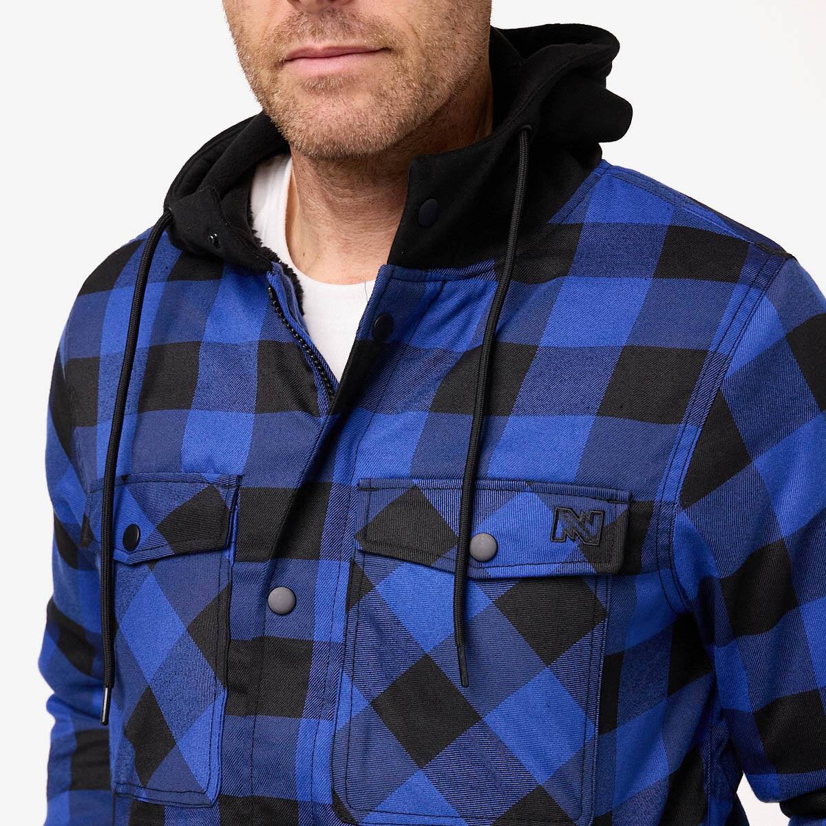 Alt View 7. Mobile Warming - App Controlled Men's Flannel Heated Hoodie Jacket - Black/Blue.