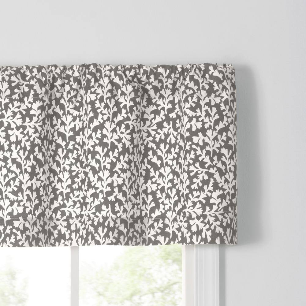 Left. Ellis Curtain - Ellis Curtain Sea Tumble 3" Rod Pocket 100% Cotton Machine Wash and Dry Tailored Valance 50" x 16" Grey - Grey.