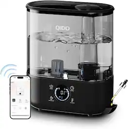 QIDO - Smart Humidifiers 1.32Gal/5L Top Fill Supersized Humidifier Ultra-quiet 36H Runtime - Black