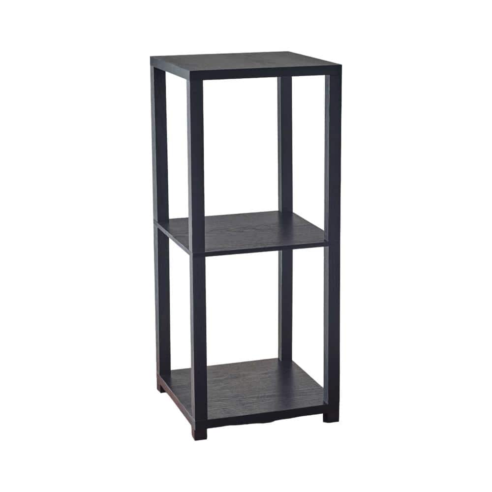 Hivvago - 28 Inch Square End Table With Two Shelves - Black