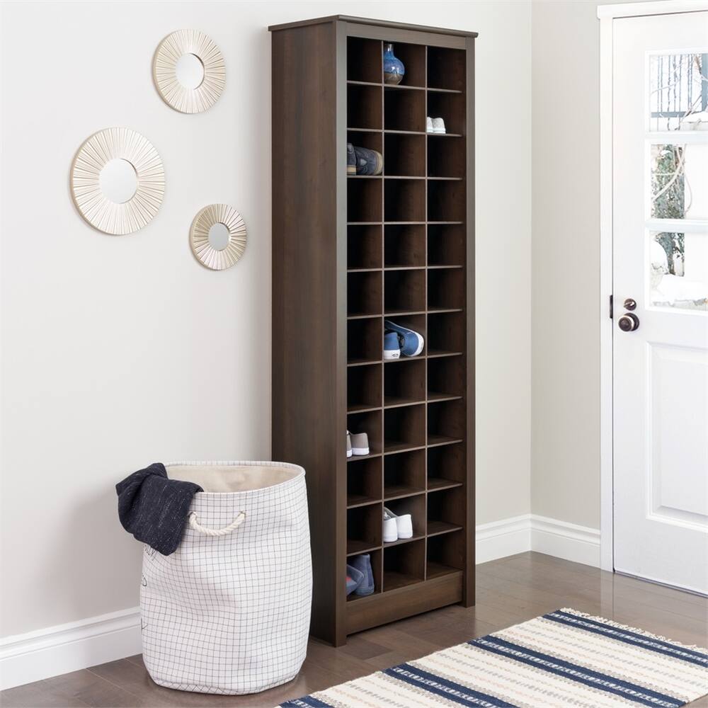 Left. Prepac - Space-Saving Shoe Storage Cabinet, Espresso - Espresso.