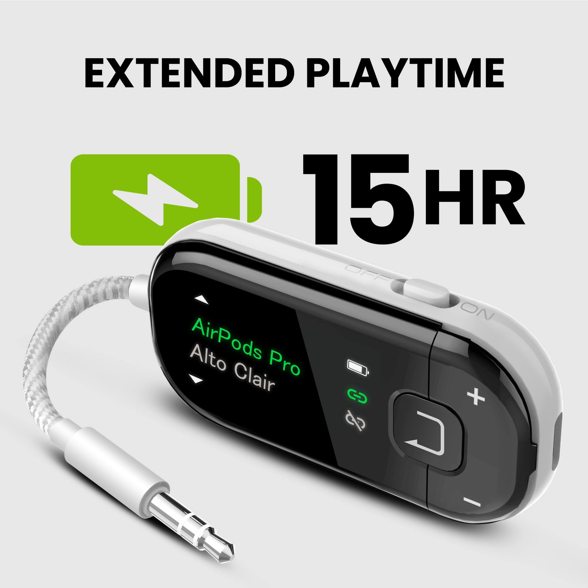 EXTENDED PLAYTIME  
15 HR  

AirPods Pro  
Alto Clair