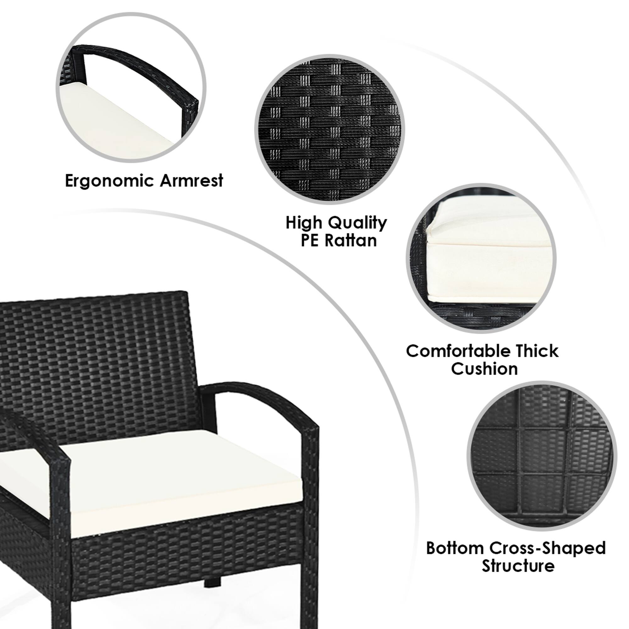 Ergonomic Armrest, High Quality PE Rattan, Comfortable Thick Cushion, Bottom Cross-Shaped Structure