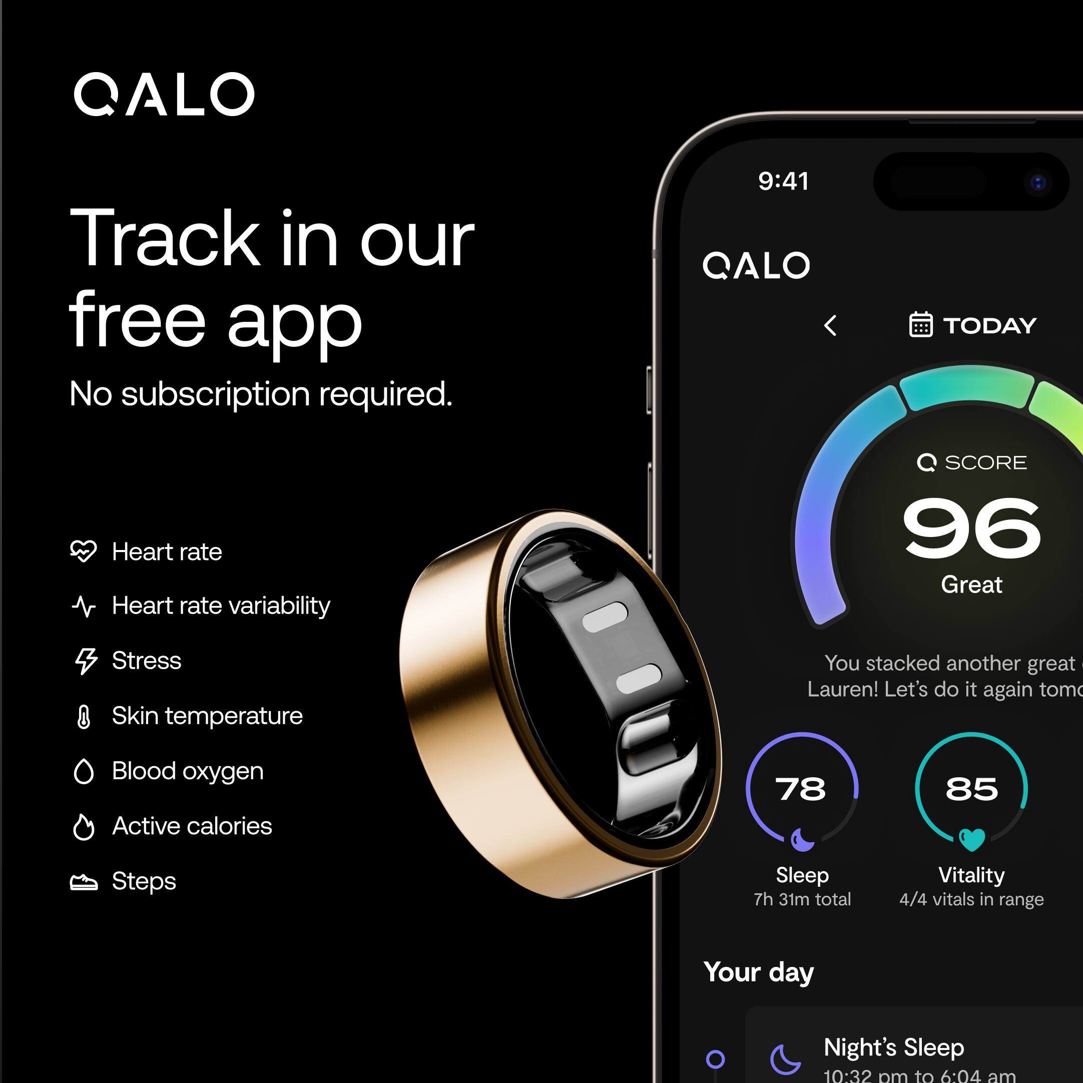 QALO SR 2 Smart Ring No Subscription Health, Fitness, Sleep & Women’s ...