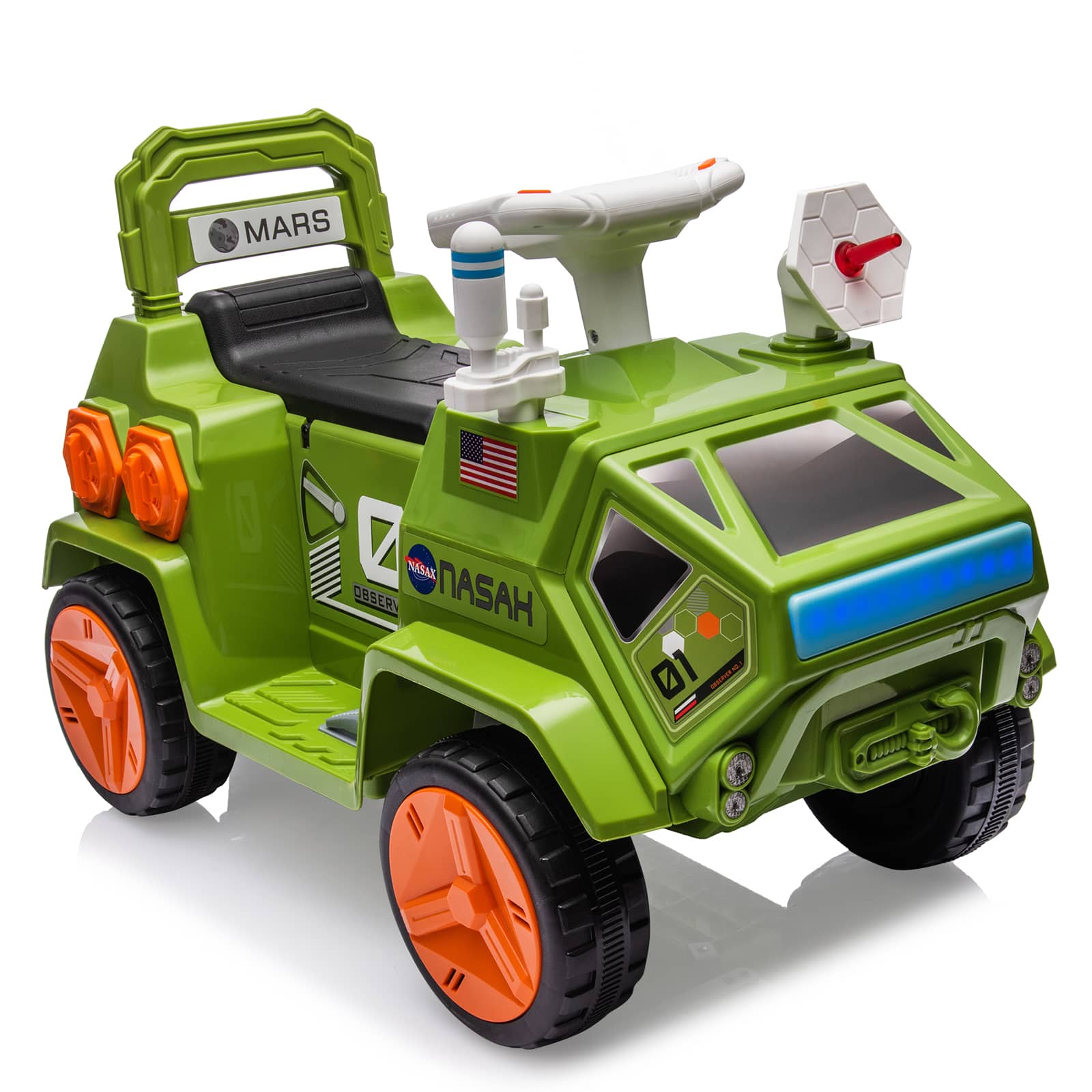 Jojoka - 6V Kids Ride On ATV Car, Toddler Electric Off Road Toy with Music & LED Lights, Foot Pedal - Green