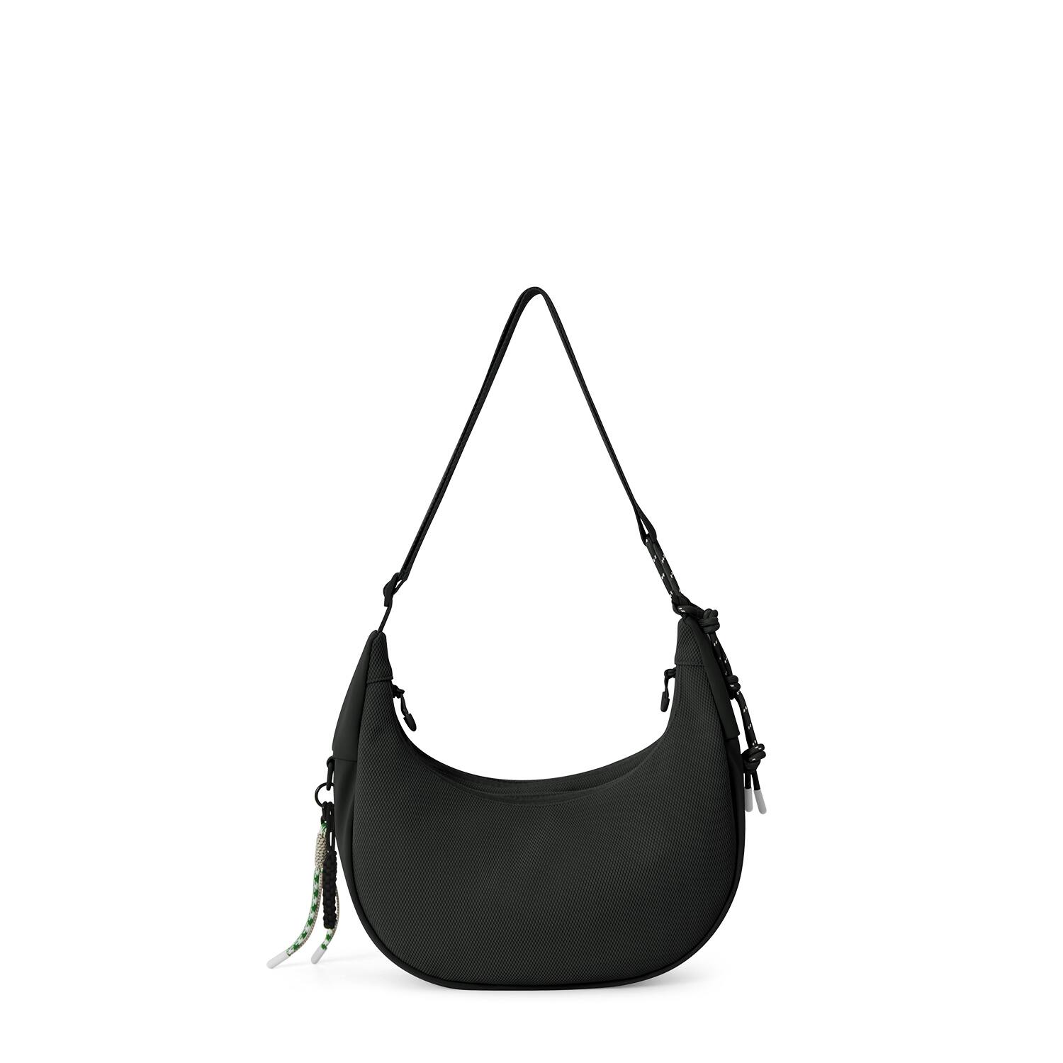 Back. Bagsmart - REIKI Expandable Hobo Bag, Water-Resistant Crossbody with Wet/Dry Compartment for Workouts & Travel - Black.