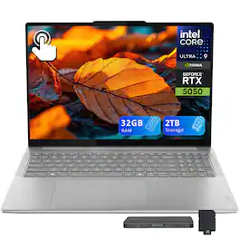 Lenovo - Yoga Pro 9i 16" 2.8K OLED Touch Laptop,Intel Ultra 9 285H,32GB RAM,1TB SSD+1TB Dock,Backlit,Win11 - Luna Grey
