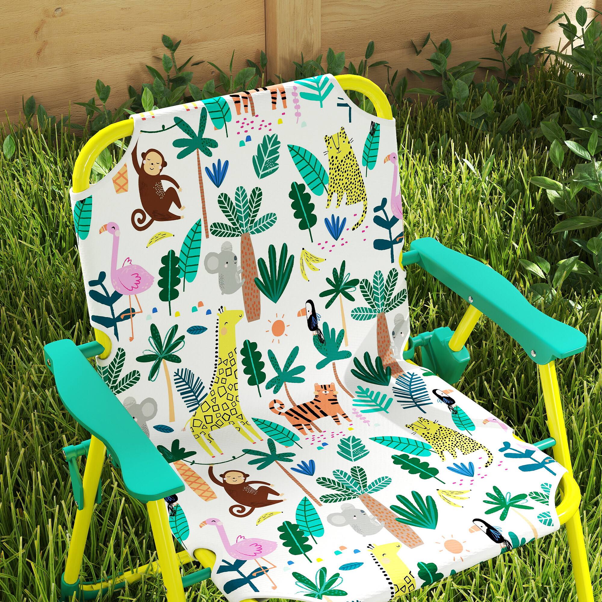 Alt View 8. Qaba - Kids Picnic Table, Kids Table and Chair Set with 2 Folding Chairs and Umbrella for Backyard, Garden - Green.