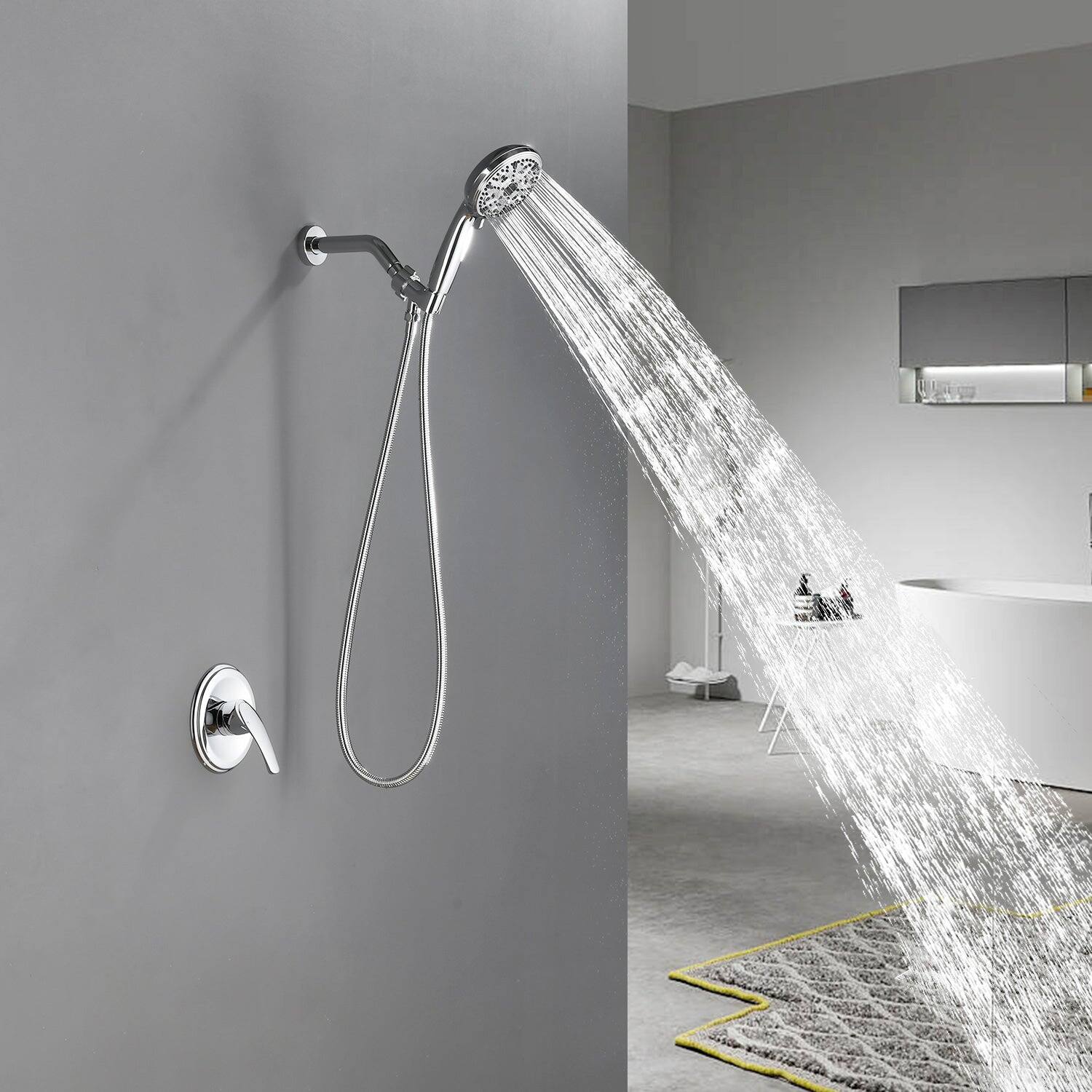 Alt View 3. Boyel Living - Polished Chrome Shower Set with 10 Function Handheld Shower and Pressure Balance Valve - Polished Chrome.