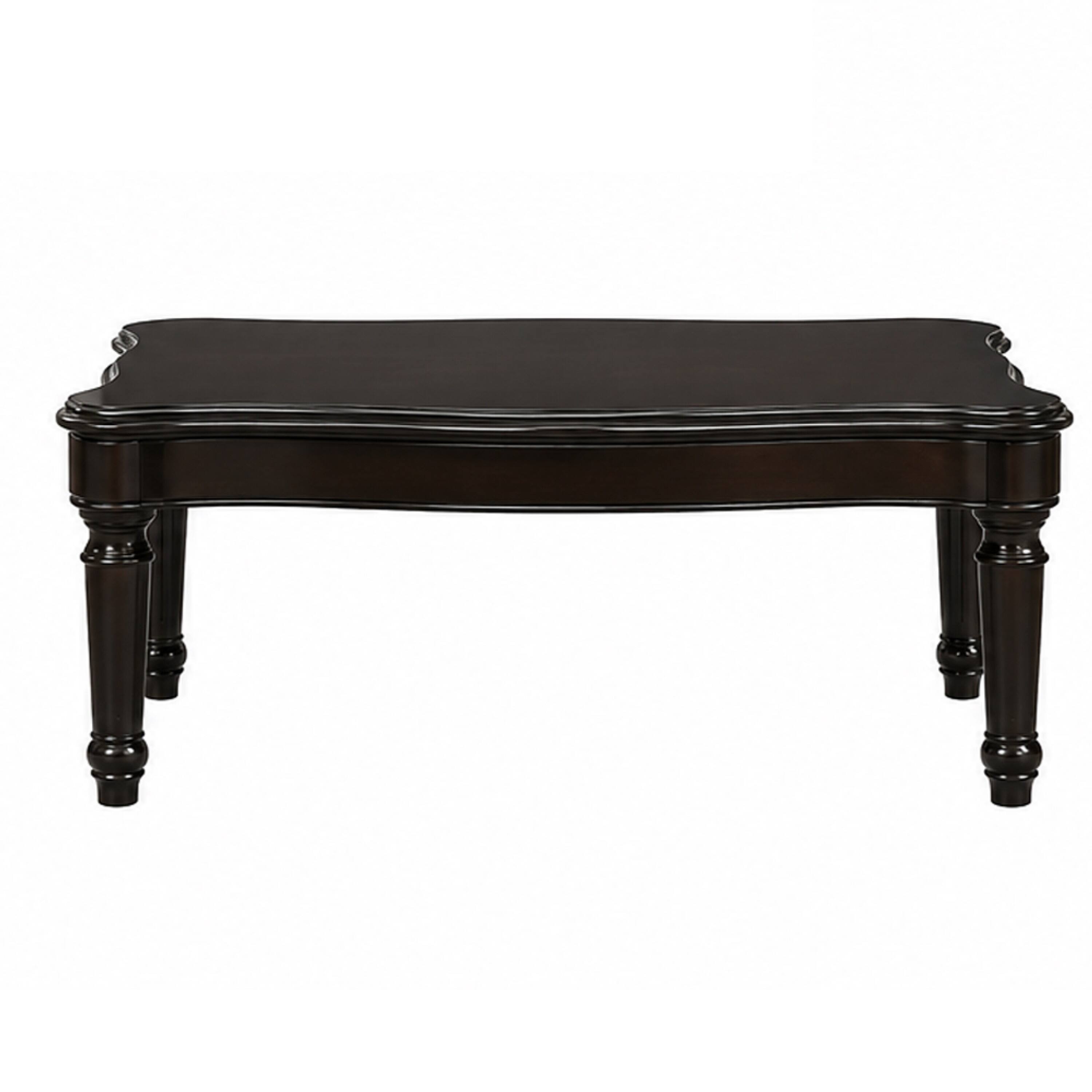 Left. Manhattan Lane - Traditional Rectangular Wooden Coffee Table with Scalloped Top - Black.