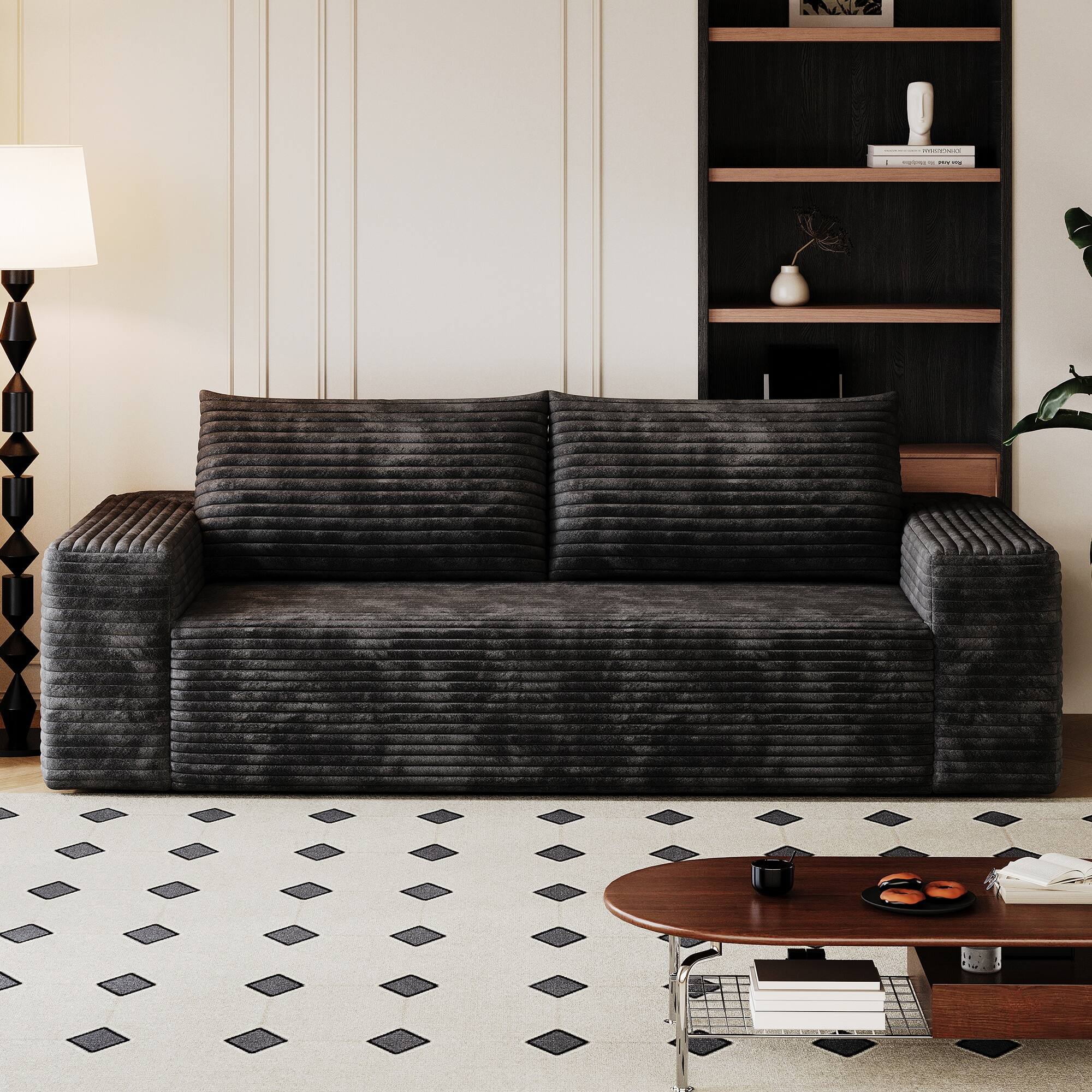 Alt View 1. Boyel Living - Black 2 Seat Fabric Sofa 70.9-in L x 35.5-in W x 23.2-in H - Black.