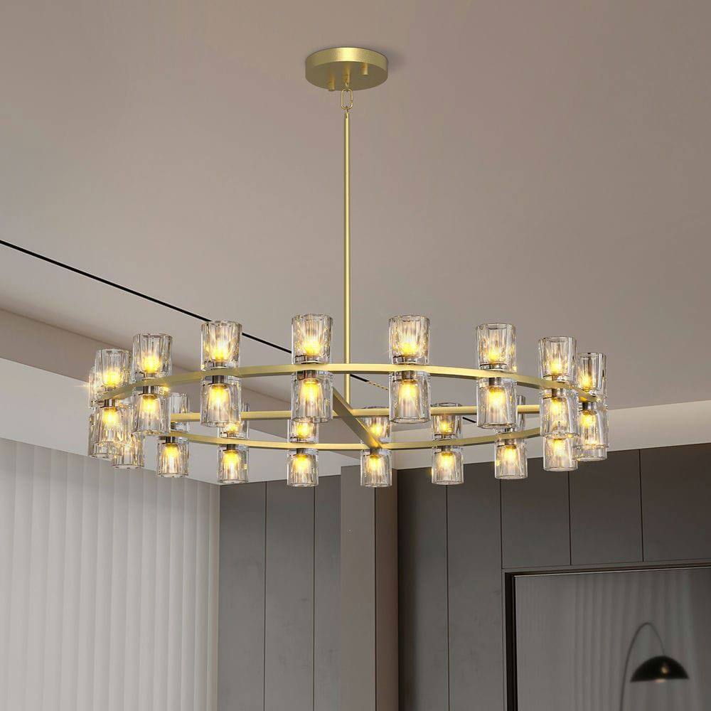 Kadyn - 36 Inches Luxury Chandeliers Crystal Living Room Decorative Lights Simple Modern Dining Room LED Lighting - Gold