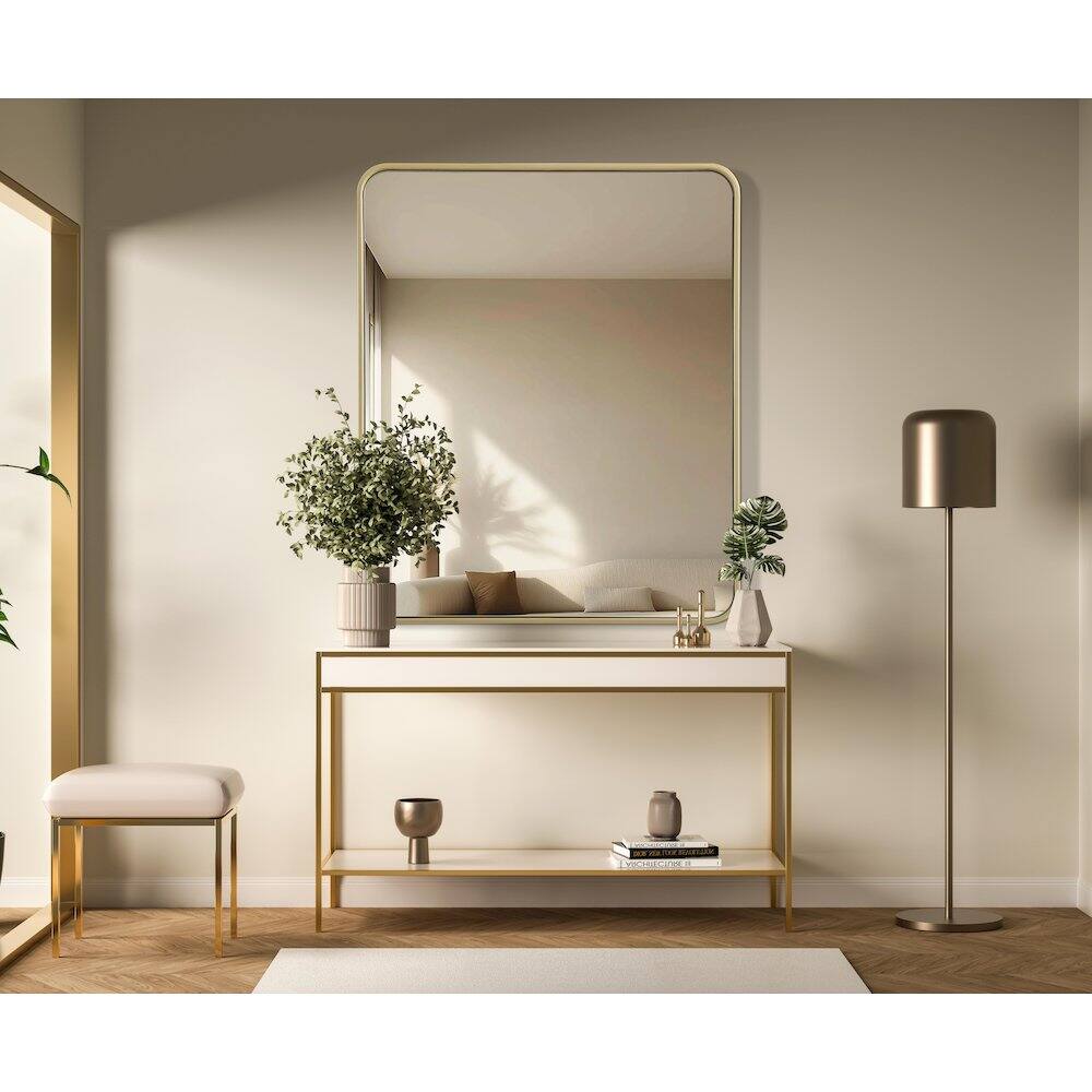 Alt View 7. Elegant Decor - Contour Metal Rectangle Mirror 30x36 in Brass - Brass.