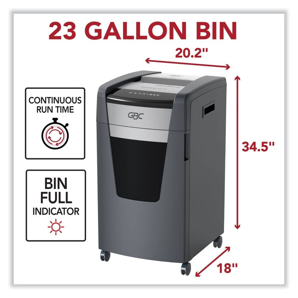 23 GALLON BIN  
20.2"  
CONTINUOUS RUN TIME  
BIN FULL INDICATOR  
34.5"  
18"