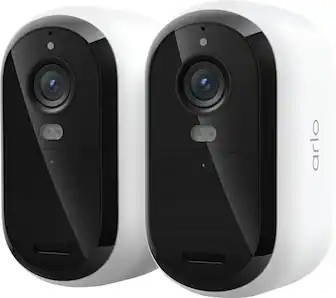 Front. Arlo - Essential Outdoor Security Camera 2K (3rd Gen, 2025 Release) - Wireless, Rechargeable Camera, 2-Cam - White.
