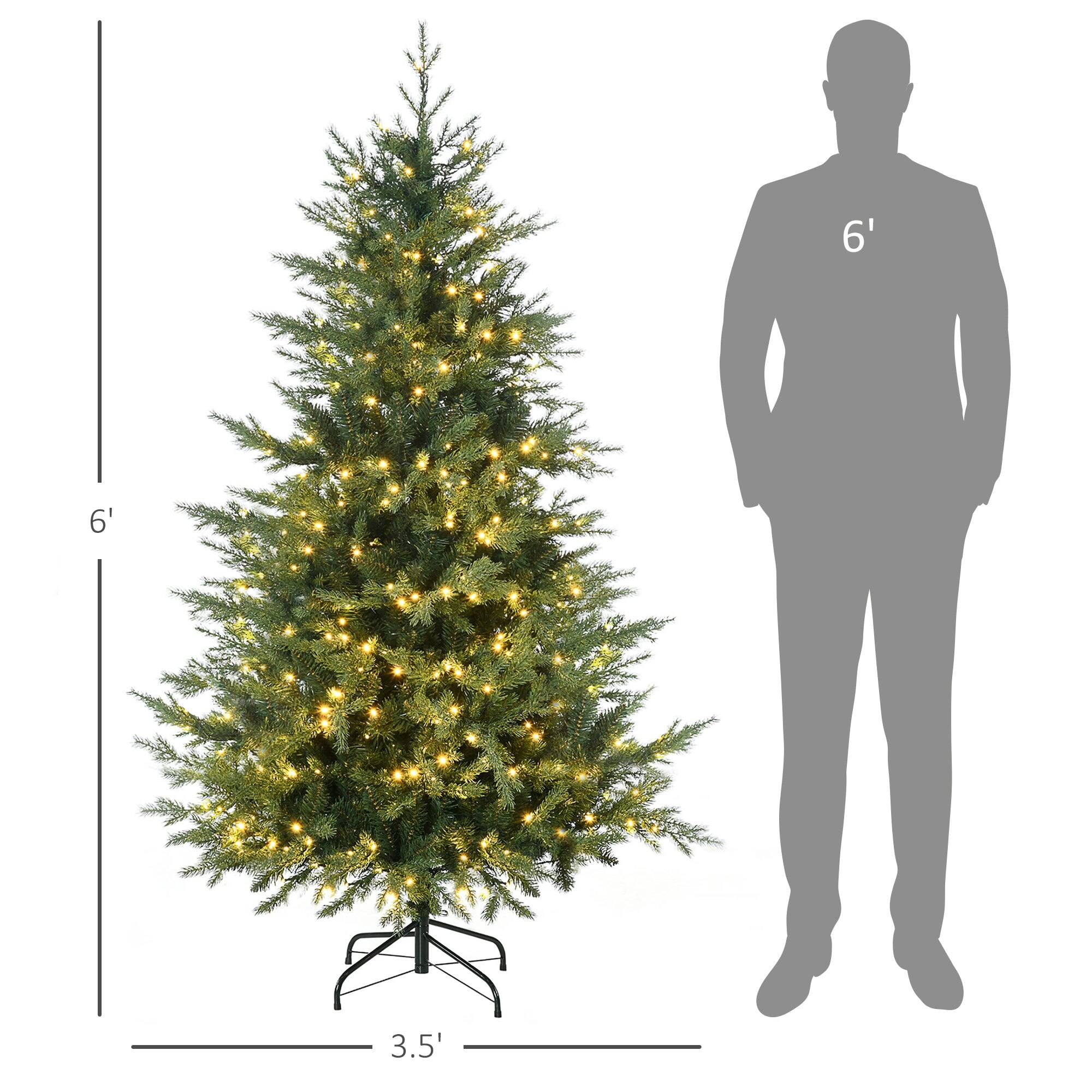 Left. BreeBe - 6ft Tall Prelit Artificial Christmas Tree Holiday DÃ©cor with 2328 Branches - Green.