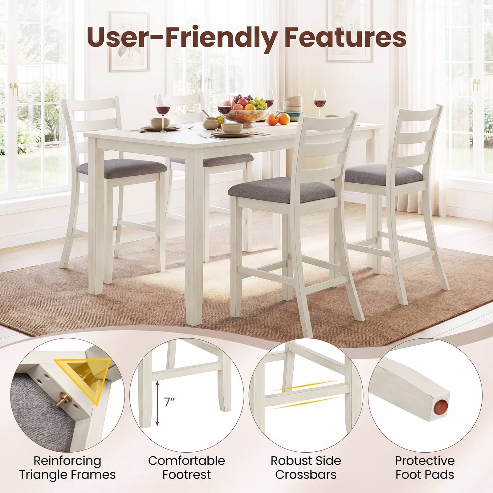 User-Friendly Features

- Reinforcing Triangle Frames
- Comfortable Footrest
- Robust Side Crossbars
- Protective Foot Pads