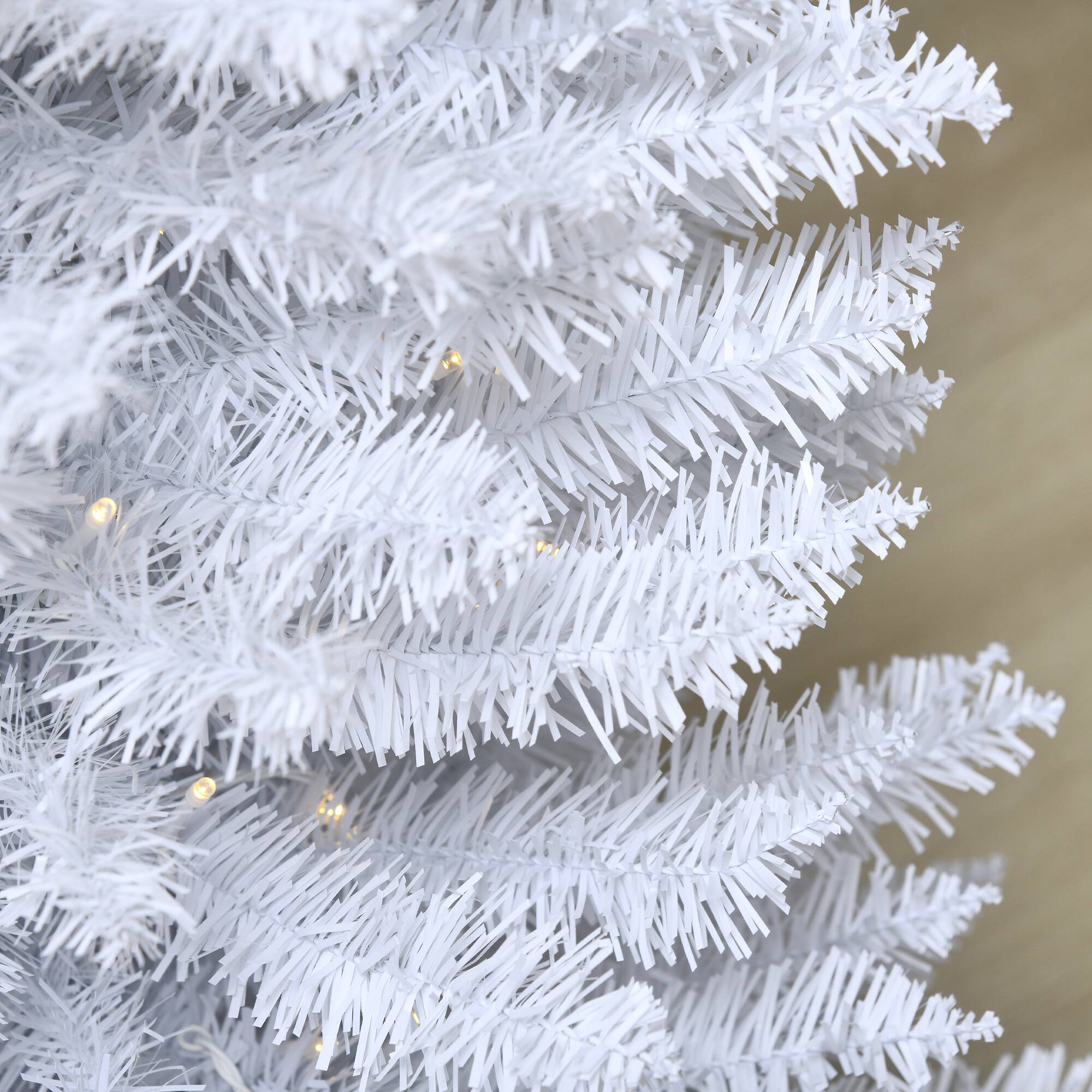 Alt View 8. Homcom - Pre-Lit Slim Noble Fir Artificial Pencil Christmas Tree, 200 Warm White LEDs, 390 Tips - white.