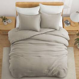 Peace Nest - 3 Piece Pom Pom Comforter Set - Khaki