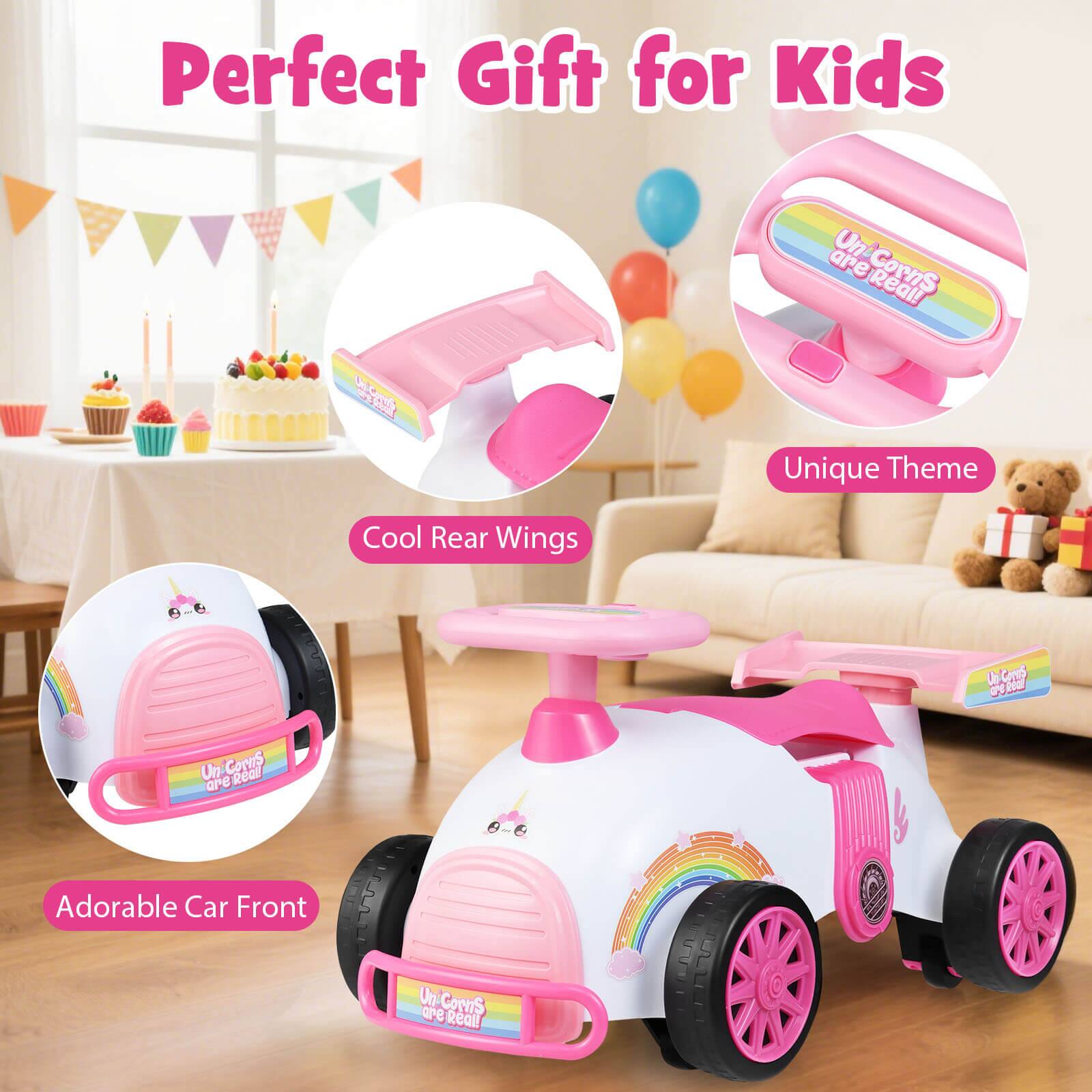 Perfect Gift for Kids  
Unique Theme  
Cool Rear Wings  
Adorable Car Front  
Un Corns are Real!