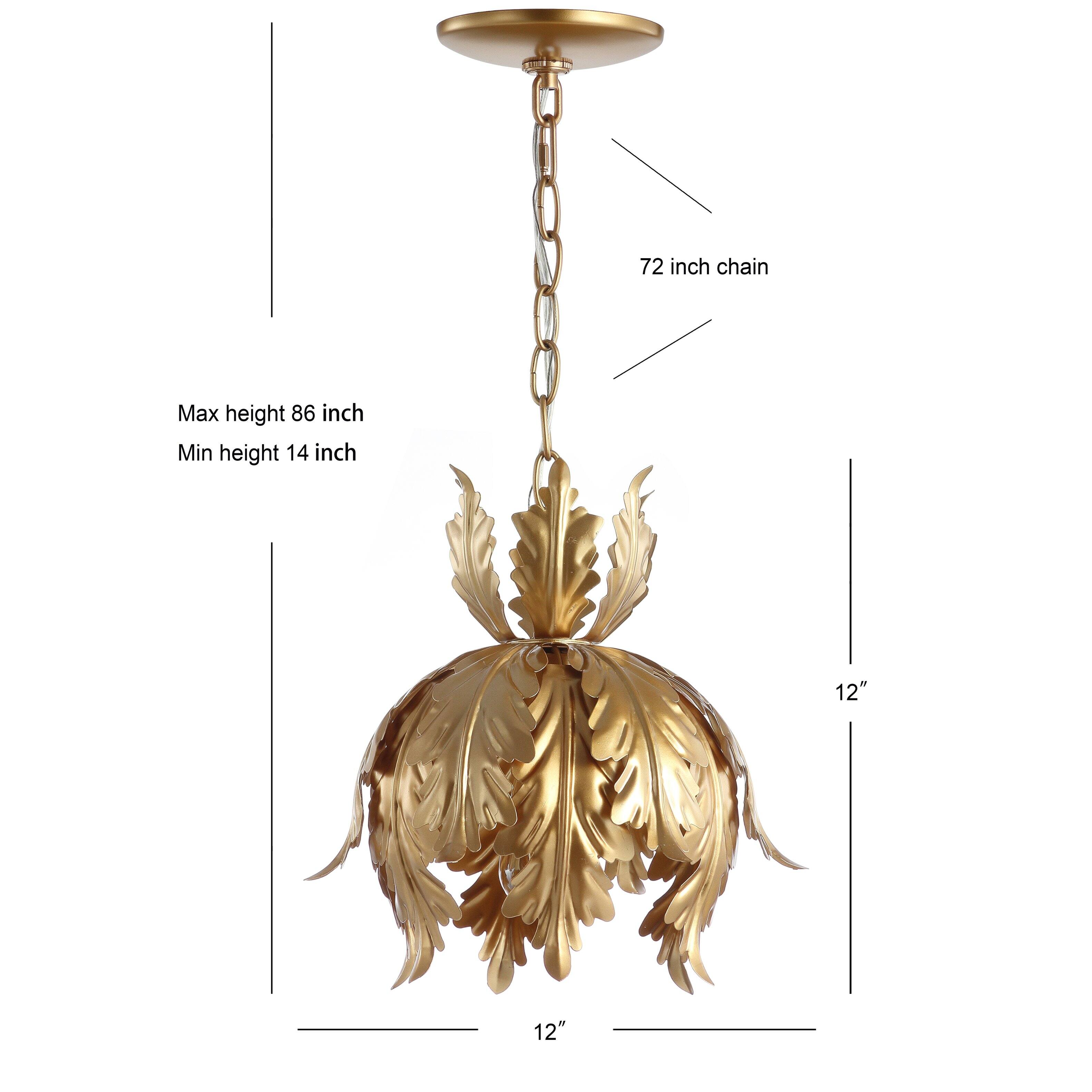 72 inch chain  
Max height 86 inch  
Min height 14 inch  
12"  
12"