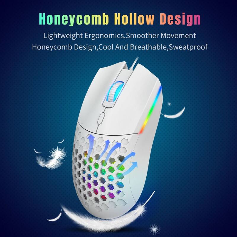 Honeycomb Hollow Design  
Lightweight Ergonomics, Smoother Movement  
Honeycomb Design, Cool And Breathable, Sweatproof