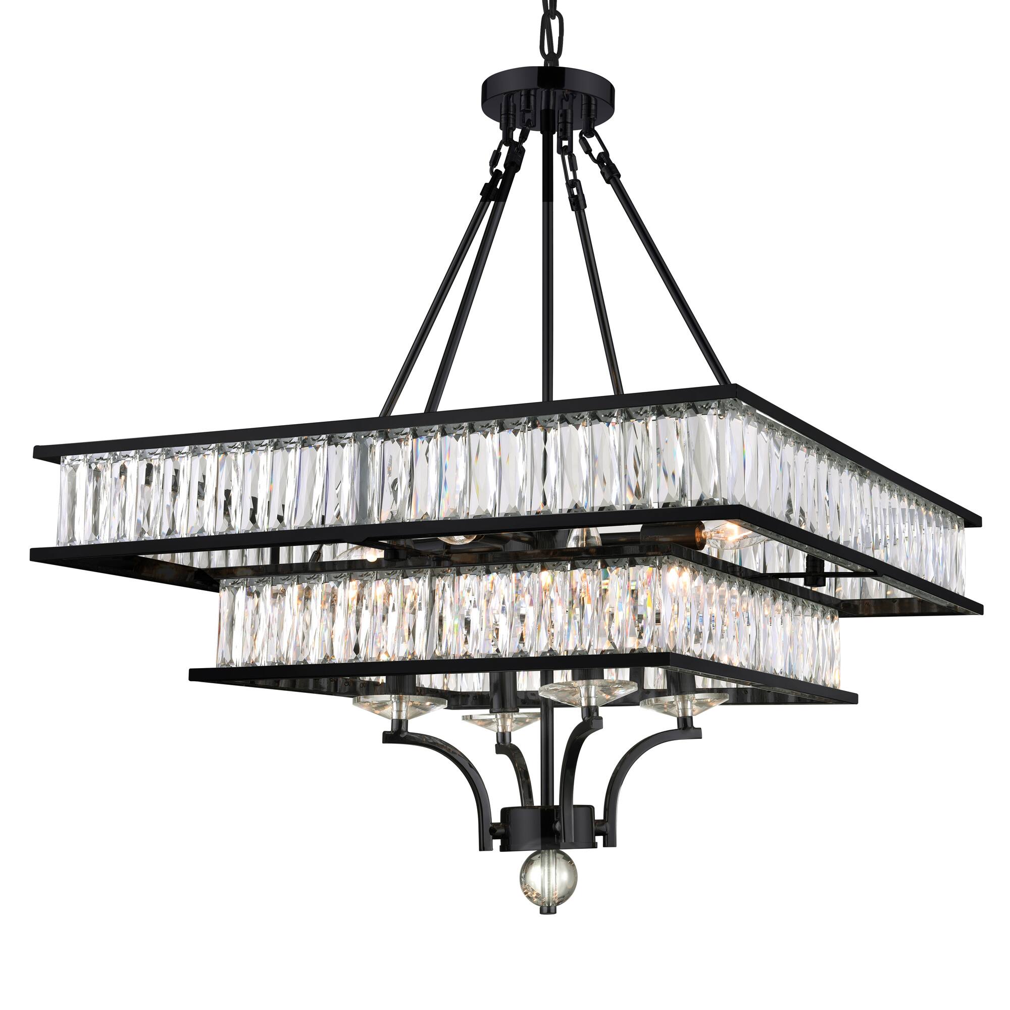 Angle. CWI Lighting - Shalia 8 Light Chandelier With Black Finish - Black.