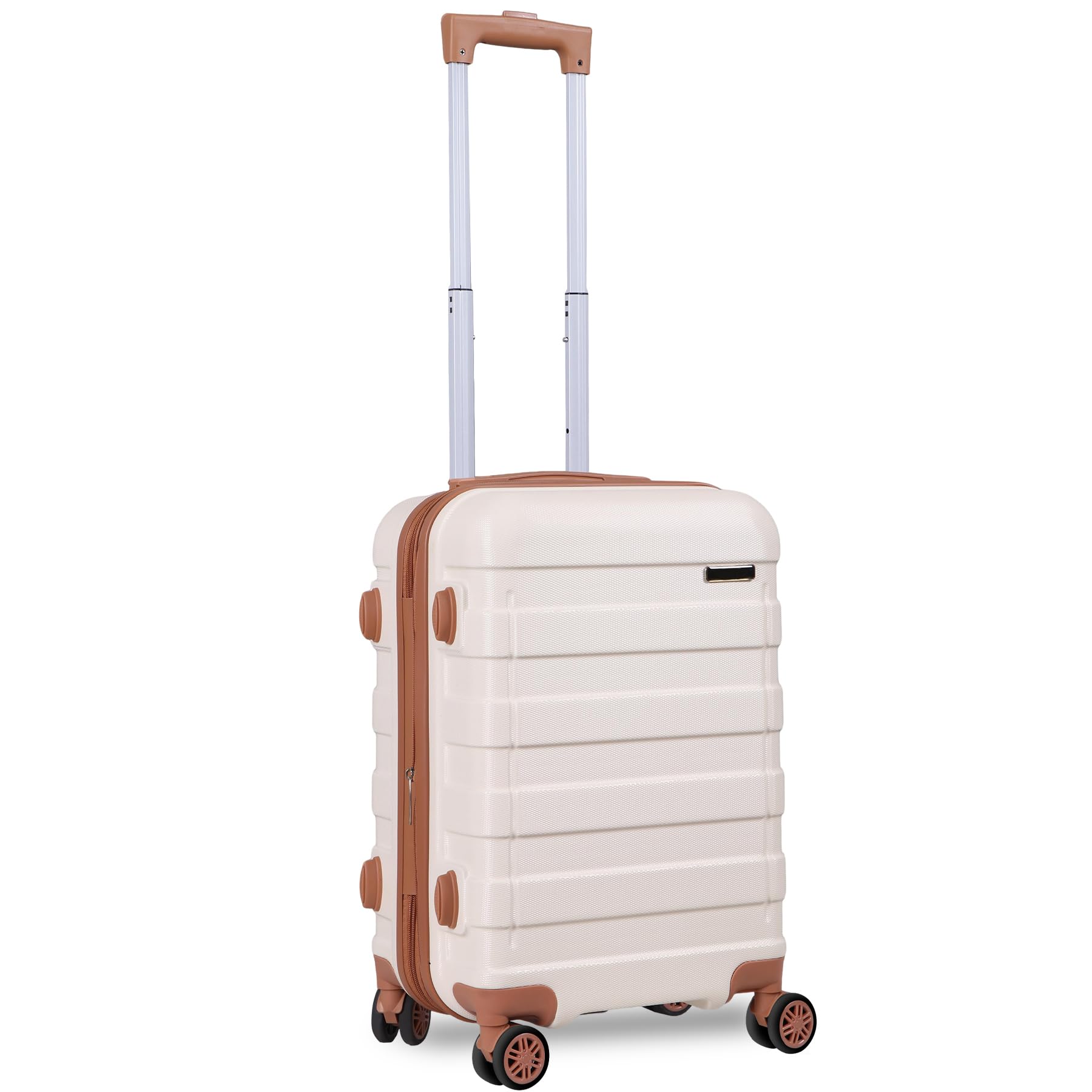 Front. Vulpecula Spade - 22 Inch Hardside Expandable Luggage,Carry On Luggage With Spinner Wheels,Travel Suitcase Deep, White - White.