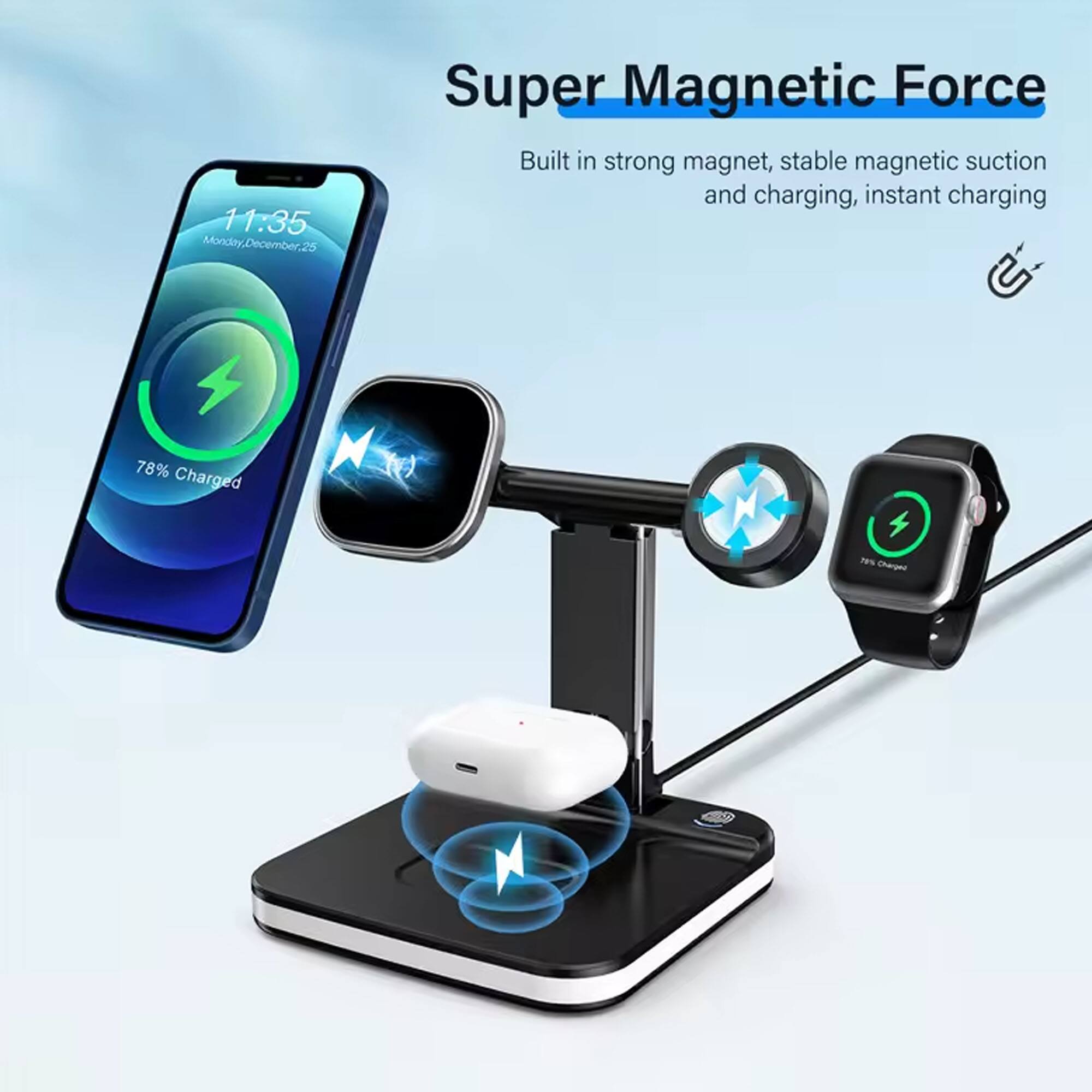 11:35 Monday, December 25

Super Magnetic Force  
Built in strong magnet, stable magnetic suction and charging, instant charging  

78% Charged