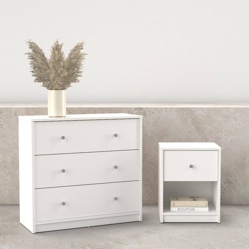 Angle. Tvilum - 2-Piece Bedroom Set - Nightstand And Chest - White.