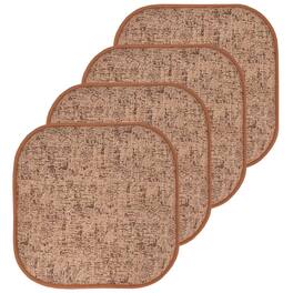 Sweet Home Collection - Broadway Memory Foam No Slip Back 16" x 16" Chair Pad Cushion, 4-Pack - Rust/Brown