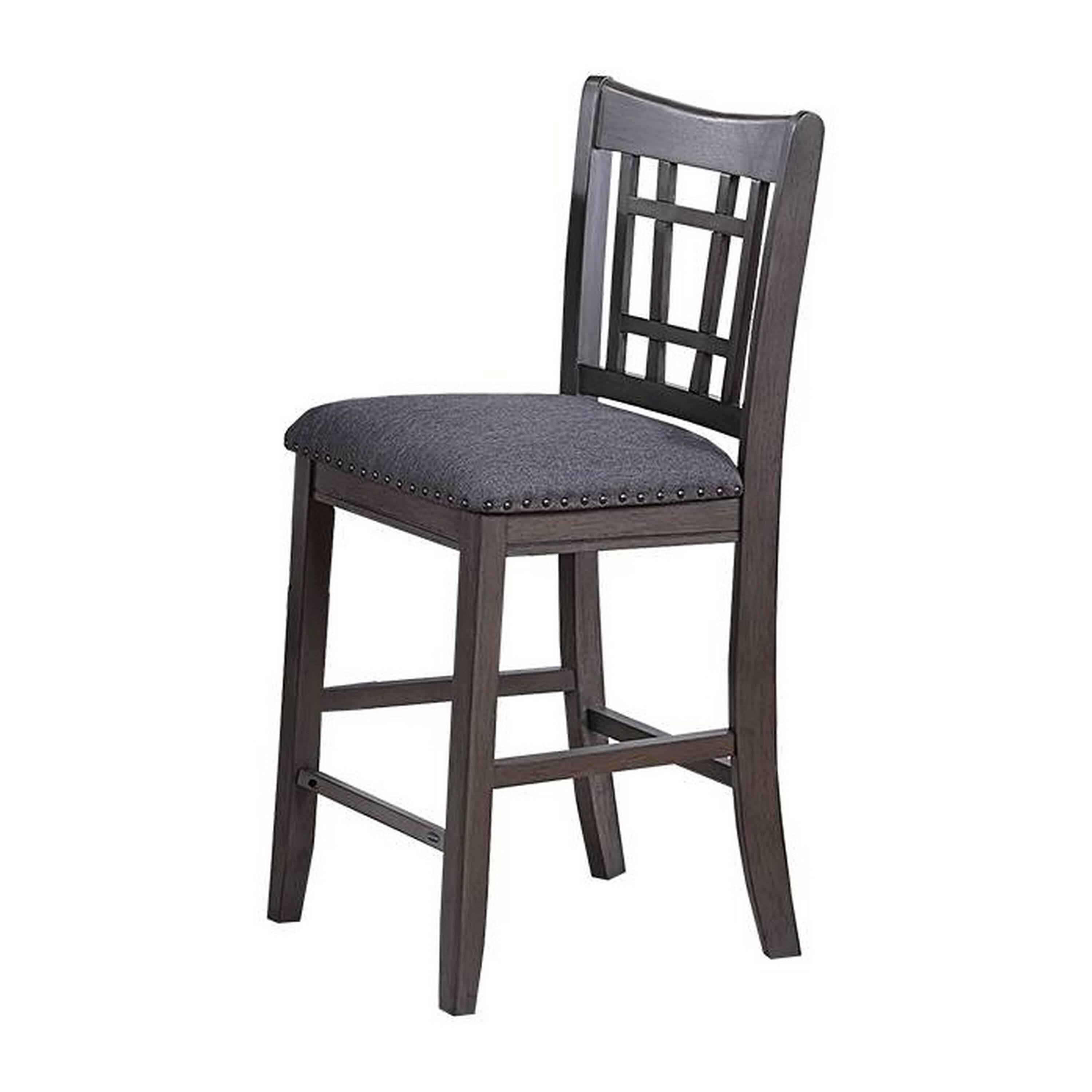 Alt View 1. Manhattan Lane - Raha Counter Height Chairs, Set of 2, Nailhead Trim, Open Square Back - Gray, Brown.
