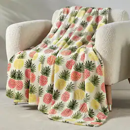 Noble House - Natural Pineapple Micro Plush All Season Throw 50" x 70" by Plazatex - Multicolor
