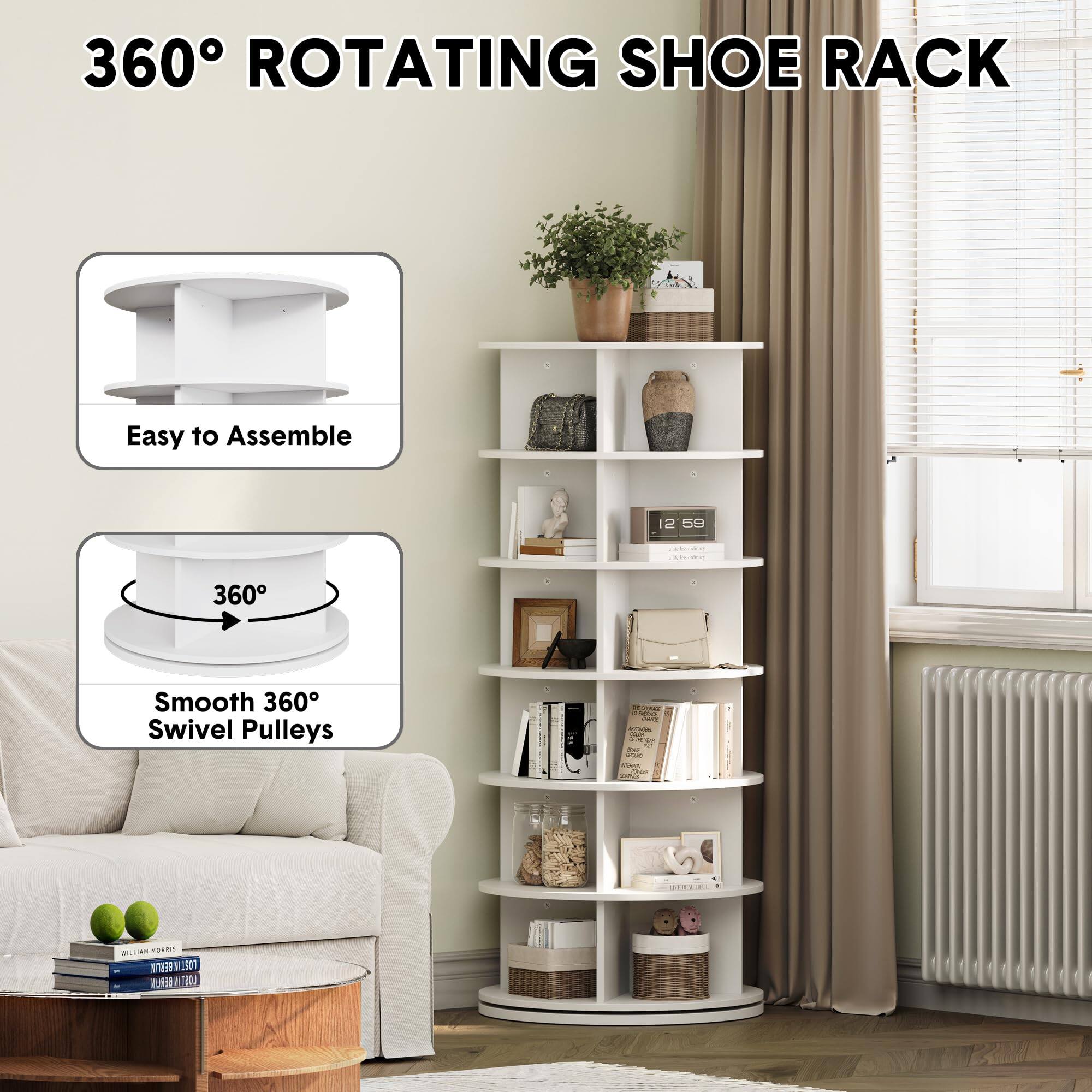 360° ROTATING SHOE RACK

- Easy to Assemble
- Smooth 360° Swivel Pulleys