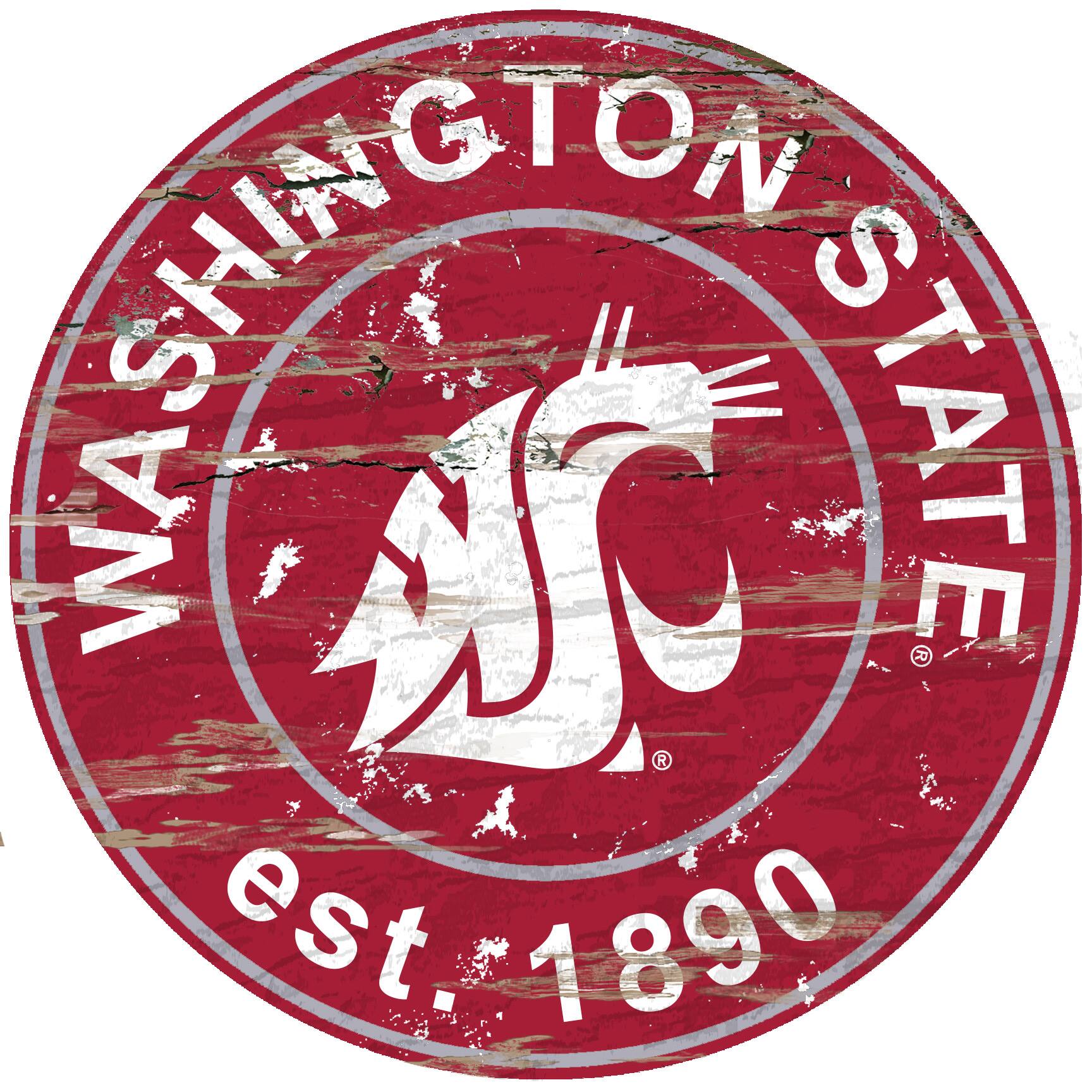 Washington State Cougars 23.5" Distressed Round Sign