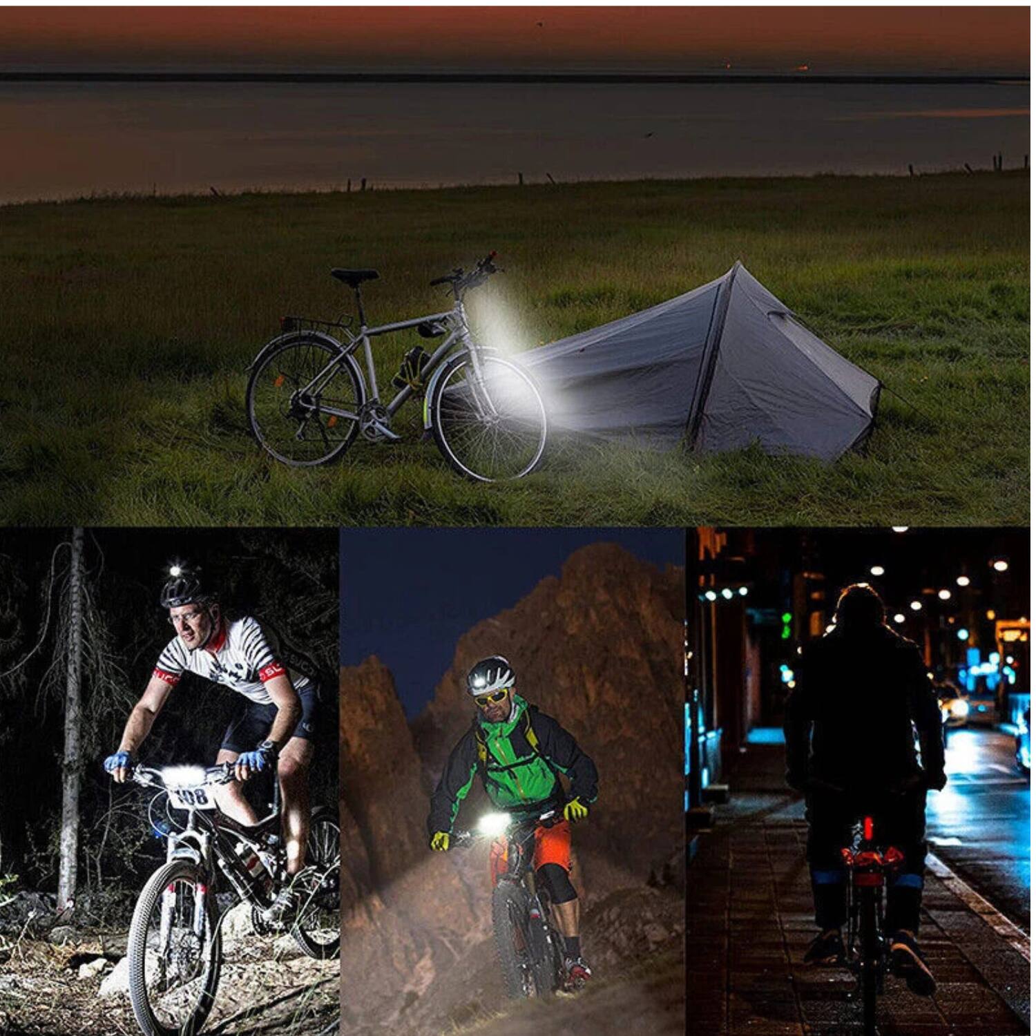 Left. Home Collection - Rechargeable Bicycle LED Front Light - 1pcs - Black.
