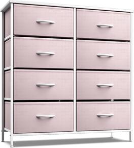 Sorbus - 8 Drawers Dresser- Storage Unit with Steel Frame, Wood Top, Fabric Bins - for Bedroom, Closet, Office, and more - Pink