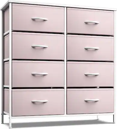Front. Sorbus - Sorbus 8 Drawers Dresser- Storage Unit with Steel Frame, Wood Top, Fabric Bins - for Bedroom, Closet, Office, and more - Pink.