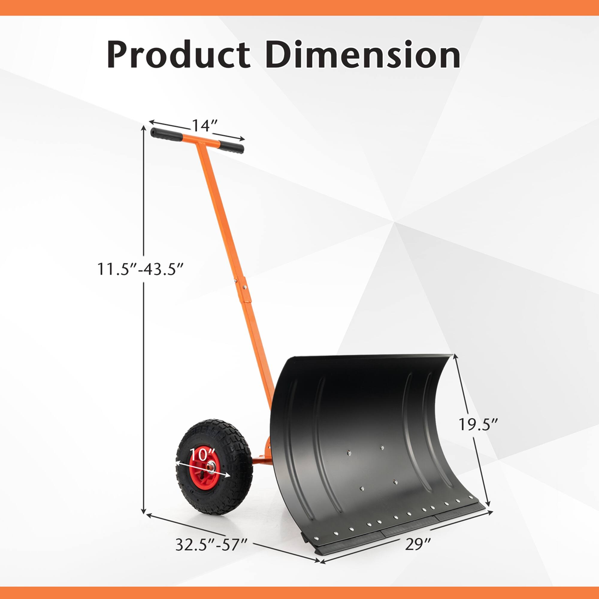 Product Dimension:
14" 11.5"-43.5" 19.5" 10 32.5"-57" 29"
