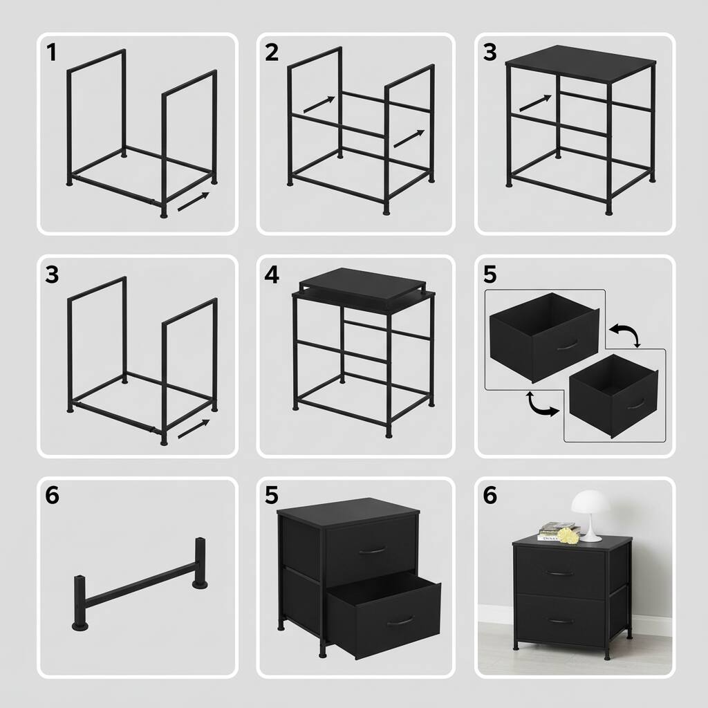 Alt View 5. AOITUN - 2-Drawer Fabric Storage Dresser Black for Small Spaces, Tall Nightstand, Perfect Bedside Table with Drawers - black.