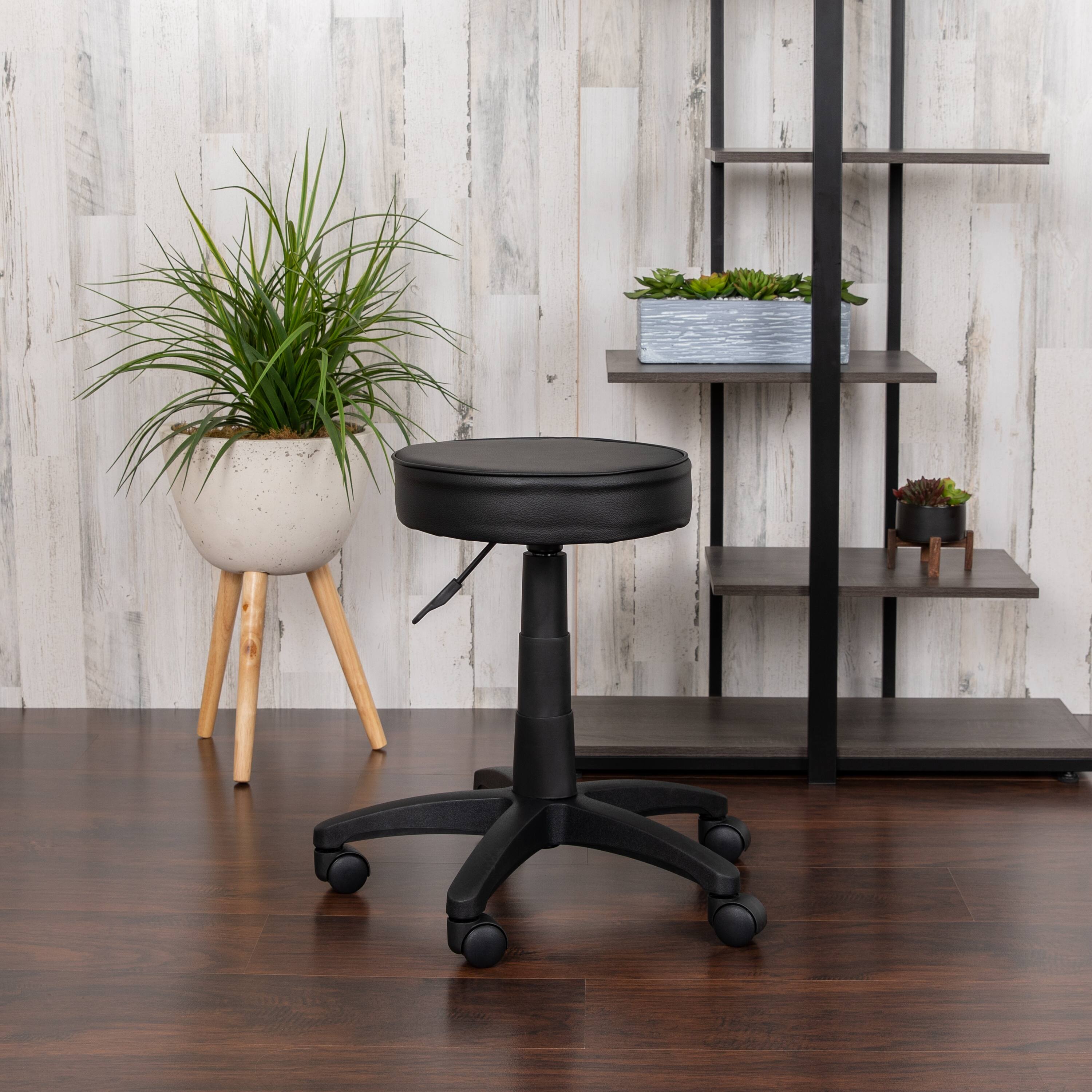 Alt View 3. Emma + Oliver - Adjustable Doctors Stool on Wheels with Ergonomic Molded Seat - Black.