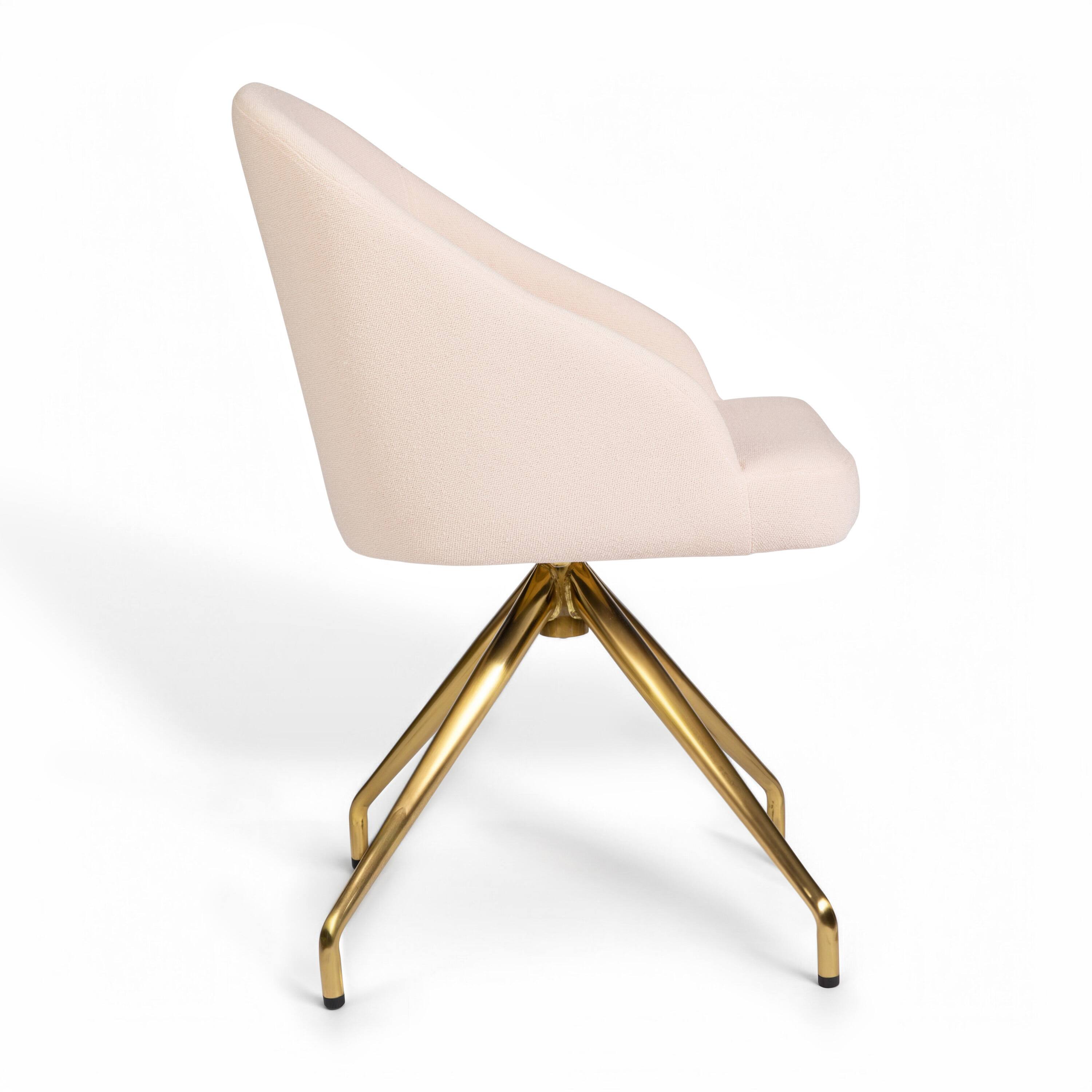 Alt View 9. Martha Stewart - Sora Upholstered Stationary Swivel Home Office Chair - Conch Shell Fabric/Polished Brass Frame.