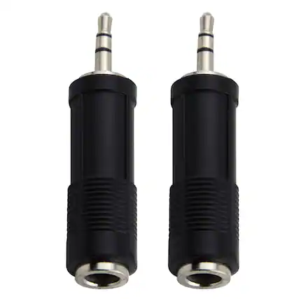 Front. Pig Hog - 2x Solutions - TRS(F) - 3.5mm(M) Stereo Adapter.