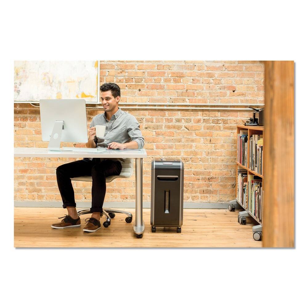 Back. Fellowes - 4609001 Powershred 99ms Heavy-Duty Micro-Cut Shredder with 14-Sheet Capacity - Black/Dark Silver.