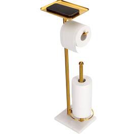 Dazzed Corner - Toilet Paper Holder with Tray at The Top, Sturdy Marble Base - Gold