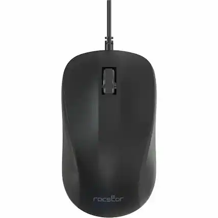 Front. Rocstor - Rocstor Premium M11 USB Wired Contoured Optical Mouse - 1200 dpi - Optical - Cable - Black - USB - 1200 dpi - Scroll Whe - Black.