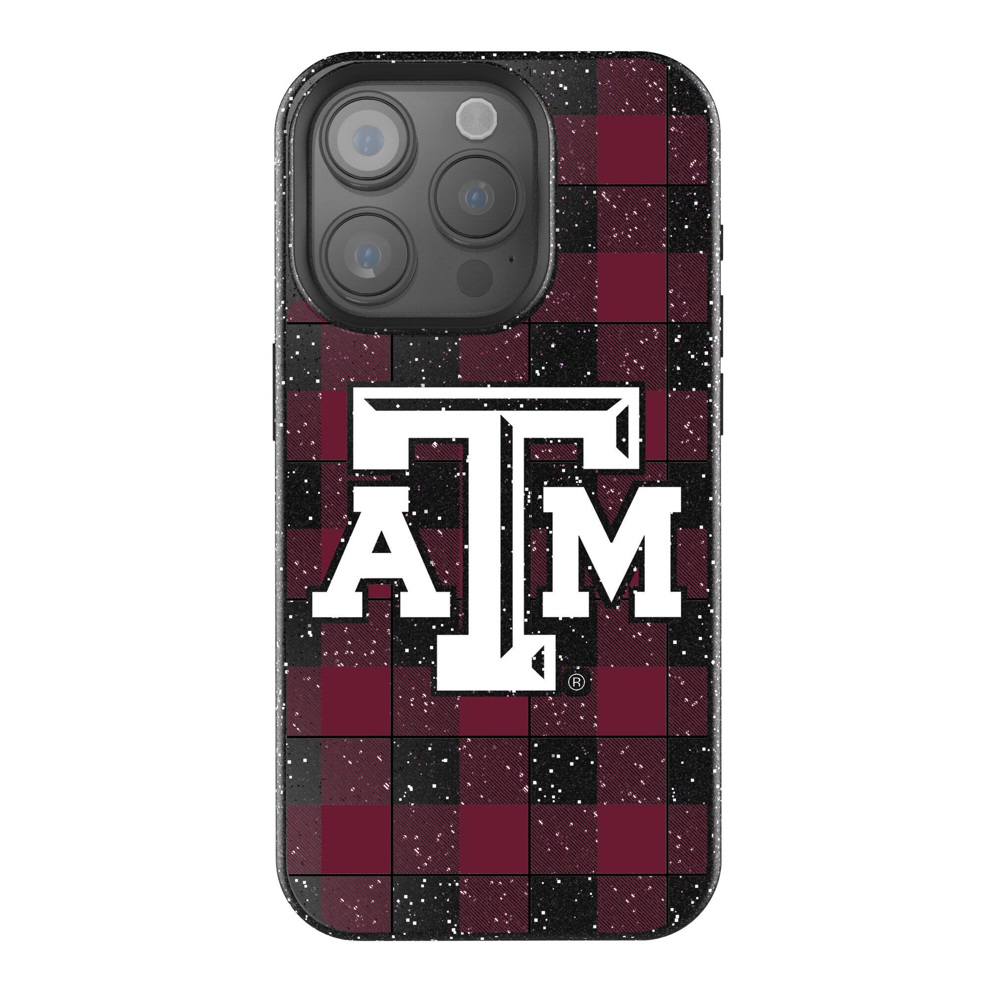 Front. Keyscaper - Texas A&M Aggies Plaid Bling iPhone Case - 15 Plus - Black.