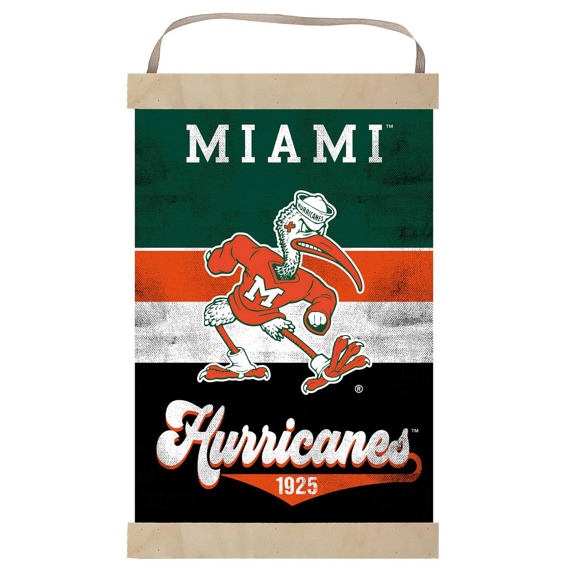 Jardine - Miami Hurricanes Retro Logo Banner Sign - Green